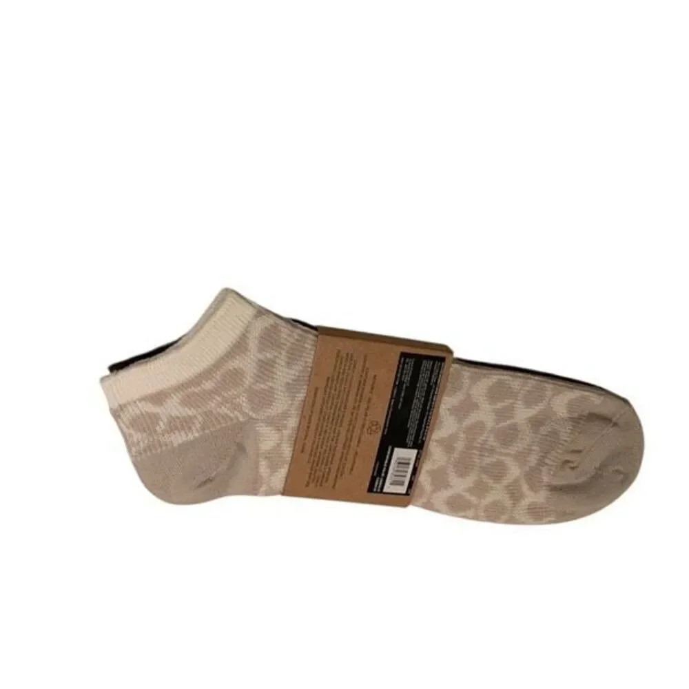 Coach Women’s Signature Ankle Socks Set of Two Burgundy & Tan Logo Pattern, NWT